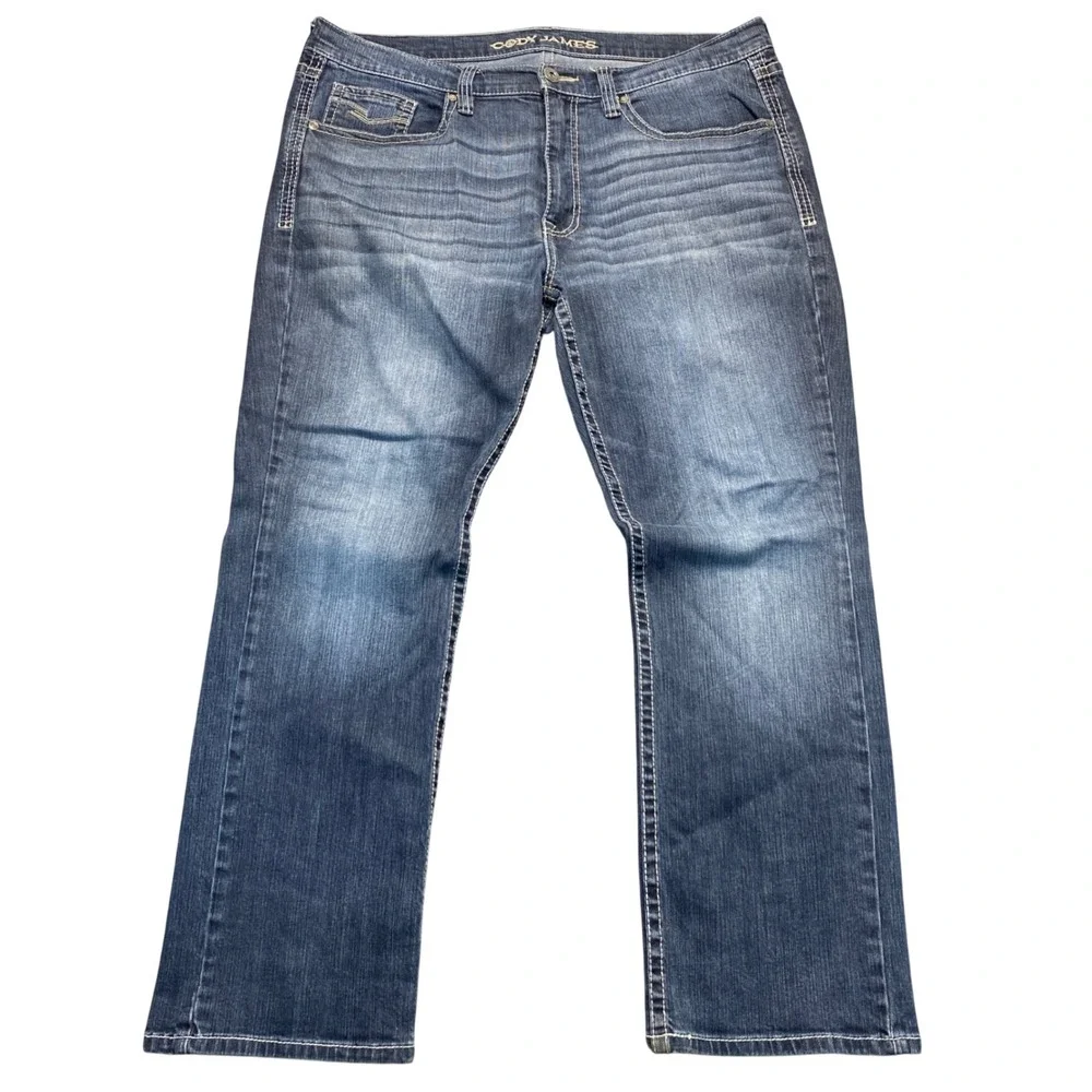 Cody James Mens Straight Leg Denim Jeans Blue Medium Wash 38x30 Western Stretch